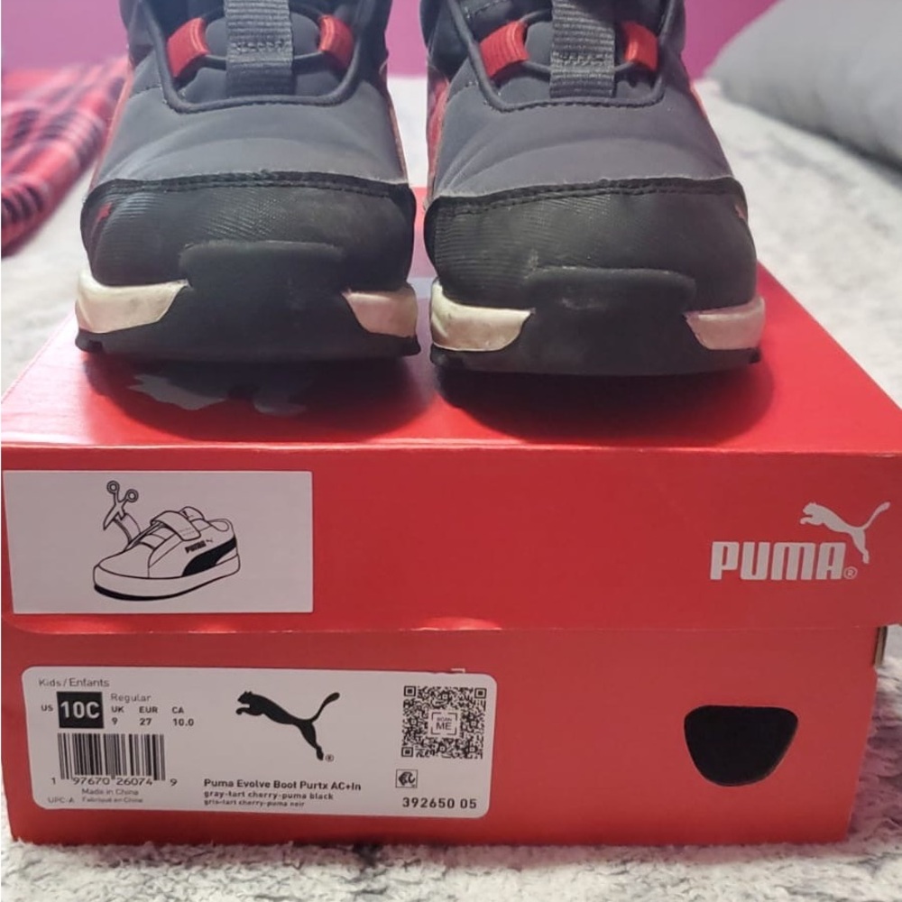 Puma Kids' Black and Red Winter Boots